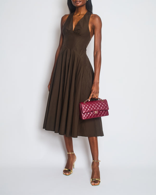 Alaïa Brown Sleeveless Midi Dress with Cross Back Straps Size FR 36 (UK 8)