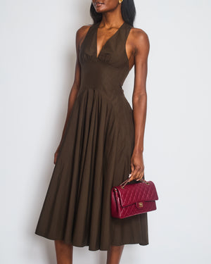 Alaïa Brown Sleeveless Midi Dress with Cross Back Straps Size FR 36 (UK 8)
