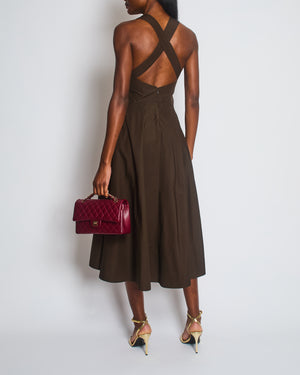 Alaïa Brown Sleeveless Midi Dress with Cross Back Straps Size FR 36 (UK 8)