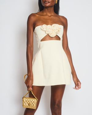 Magda Butrym Cream Cut-Out Mini Dress with Floral Appliqué and Pocket Detail Size FR 36 (UK 8)