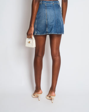 Chanel Blue Denim Mini Skirt with CC Logo Pocket Details Size FR 36 (UK 8)