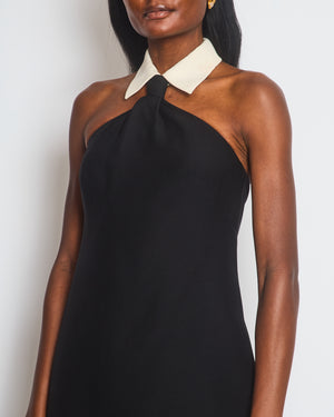 Valentino Black Halterneck Mini Dress with White Collar and Knot Detail Size IT 40 (UK 8)