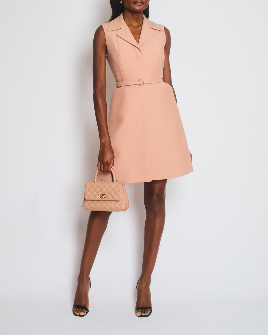 Christian Dior Dusty Pink Sleeveless Double-Breasted Jacket Dress Size Sellier Christian Dior Dusty Pink Sleeveless Double-Breasted Jacket Dress Size Sellier