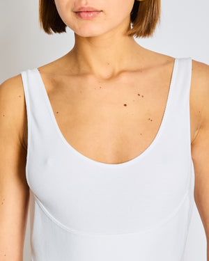 Alaia White Sleeveless Bodysuit with Scoop Back Detail Size