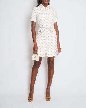 Hermès White and Brown Chain D'ancre Belted Midi Dress Size FR 34 (UK 6)