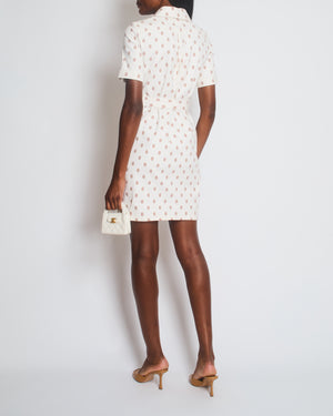 Hermès White and Brown Chain D'ancre Belted Midi Dress Size FR 34 (UK 6)