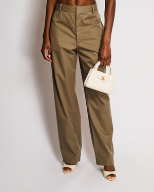 Loewe Khaki Wool Tapered Trousers with Back Pocket Size FR 42 (UK 14)