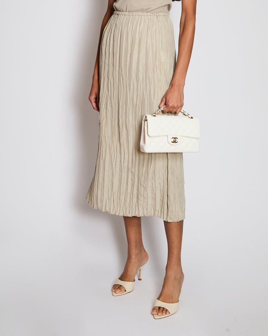 Toteme Green Crinkled Silk Midi Skirt Size FR 32 (UK 4)