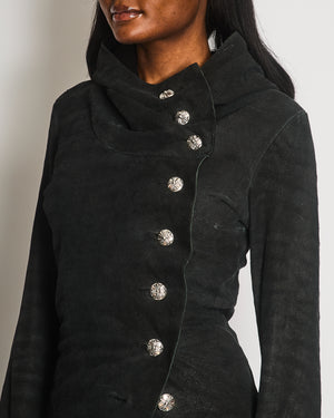 Chrome Hearts Women’s Lambskin Leather Hooded Jacket with Buttons Size M (UK 8)