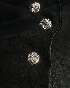 Chrome Hearts Women’s Lambskin Leather Hooded Jacket with Buttons Size M (UK 8)