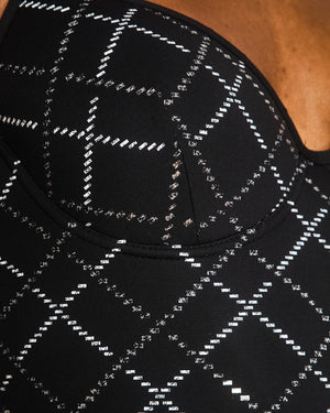 Chanel 20C Black Quilt Glittered Thin Strap Top and Leggings with Black and White CC Logo Detail Size FR 42 (UK 14)