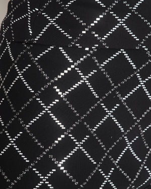 Chanel 20C Black Quilt Glittered Thin Strap Top and Leggings with Black and White CC Logo Detail Size FR 42 (UK 14)