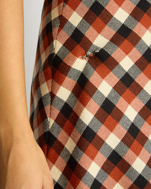 Christian Dior Orange, Black and Cream Checkered Sleeveless Maxi Dress Size FR 36 (UK 8)