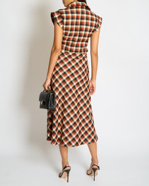 Christian Dior Orange, Black and Cream Checkered Sleeveless Maxi Dress Size FR 36 (UK 8)