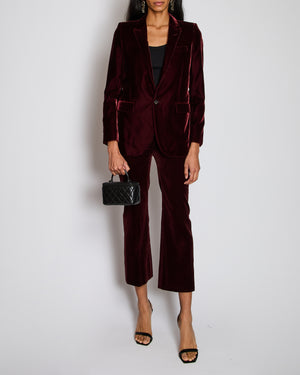 Saint Laurent Burgundy Velvet Blazer and Tailored Trouser Set Size FR 34 (UK 6)