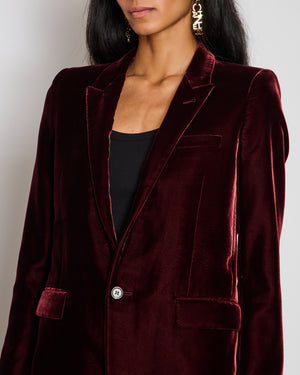 Saint Laurent Burgundy Velvet Blazer and Tailored Trouser Set Size FR 34 (UK 6)