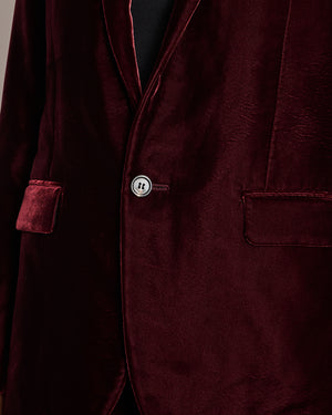 Saint Laurent Burgundy Velvet Blazer and Tailored Trouser Set Size FR 34 (UK 6)