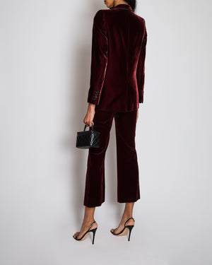Saint Laurent Burgundy Velvet Blazer and Tailored Trouser Set Size FR 34 (UK 6)