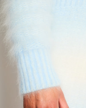 Chanel Cream and Blue Angora Long Sleeve Mini Dress Size FR 36 (UK 8)