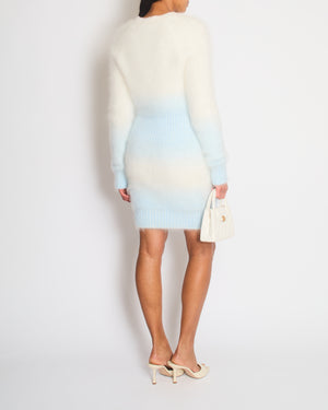 Chanel Cream and Blue Angora Long Sleeve Mini Dress Size FR 36 (UK 8)