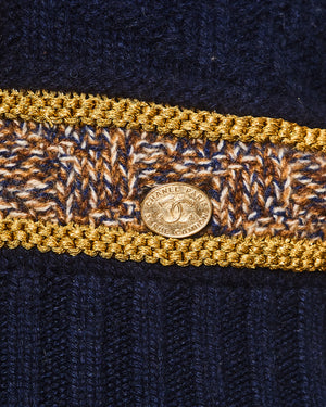 Chanel 21/A Navy Cashmere Knitted CC Jumper Size FR 38 (UK 10)