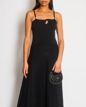 Chanel 25/B Black Knitted Sleeveless Dress with CC Strap and Bow Detail Size FR 38 (UK 10)