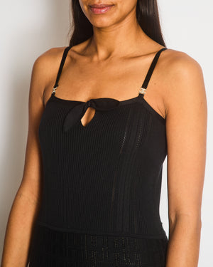 Chanel 25/B Black Knitted Sleeveless Dress with CC Strap and Bow Detail Size FR 38 (UK 10)