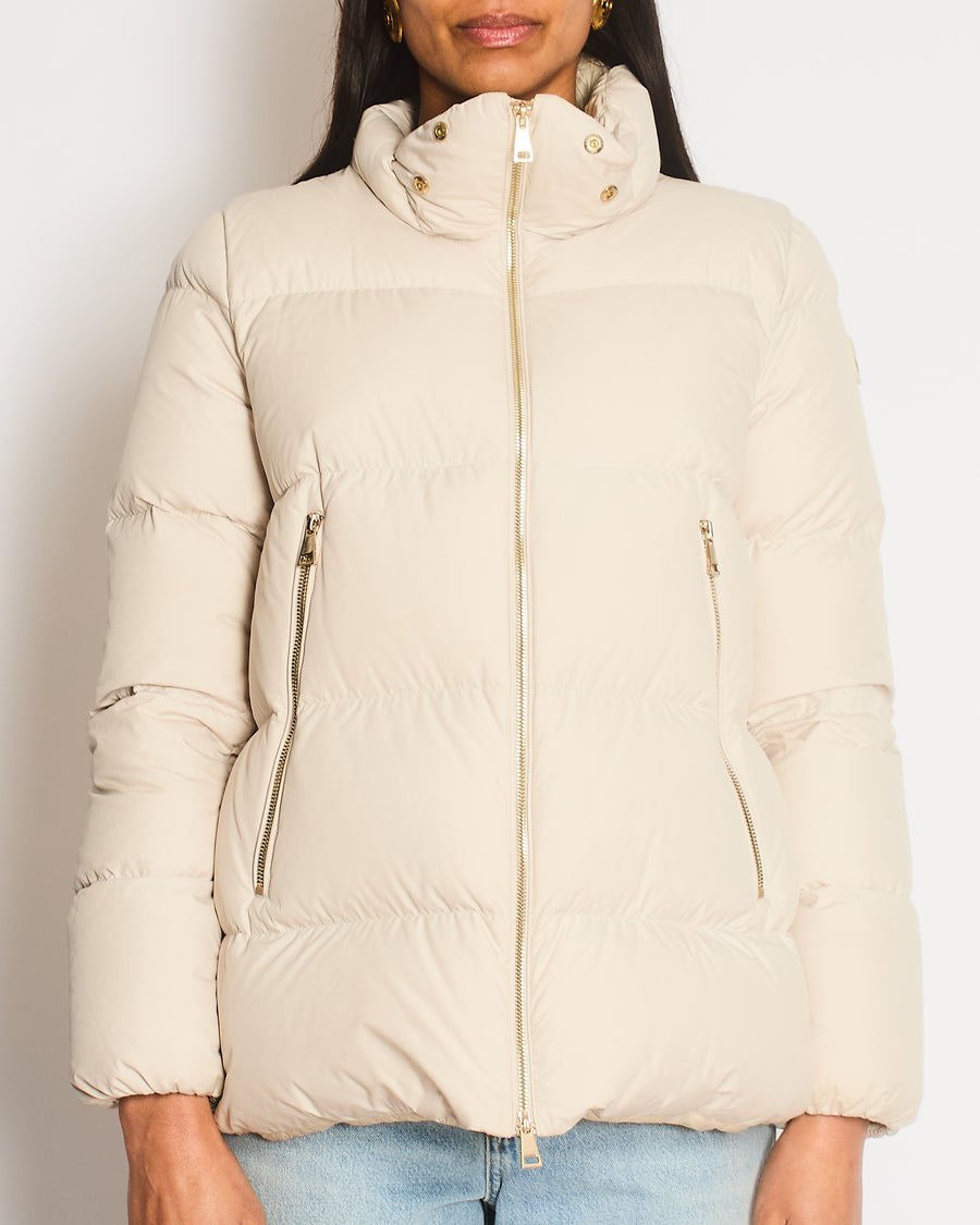 Moncler Cream Puffer Jacket Size 1 (UK 10)
