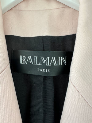 Balmain Baby Pink Double Breasted Blazer with Silver Buttons Size FR 44 (UK 16)