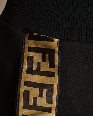 Fendi Black Joggers with Brown Stripe Logo Details Size IT 46 (UK 14)