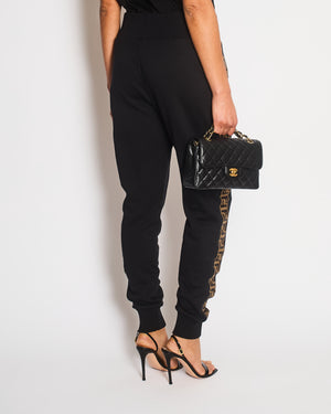 Fendi Black Joggers with Brown Stripe Logo Details Size IT 46 (UK 14)