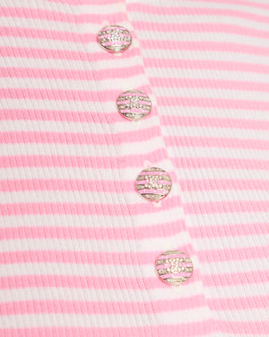 Chanel Pink and White Striped Cotton Knit Top Size FR 36 (UK 8)