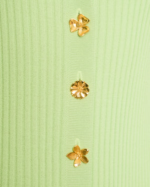 STAUD Pistachio Ribbed Shoko Midi Knit Dress Size S (UK 8/10)