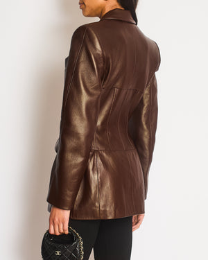 Mugler Brown Corseted Single Breasted Blazer Size FR 38 (UK 10)