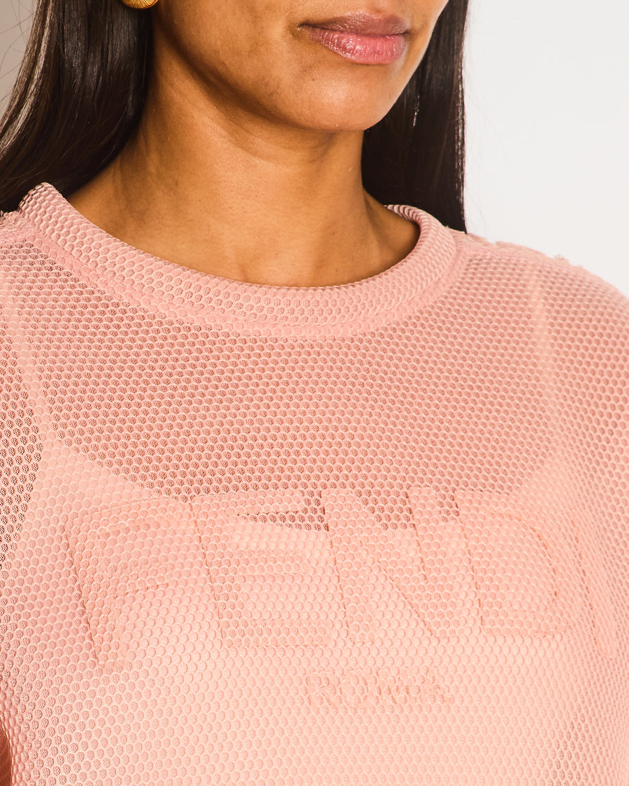 Fendi Blush Pink Mesh Neoprene Long Sleeve Logo Top Size L (UK 12/14)