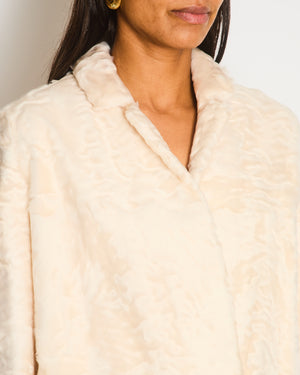 Via Capella White Astrakhan Fur Long Coat with Collar Size IT 42 (UK 10)