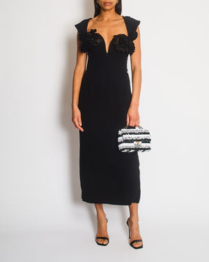 Oscar De La Renta Black Maxi Dress with Floral Detail Size IT 38 (UK 6)