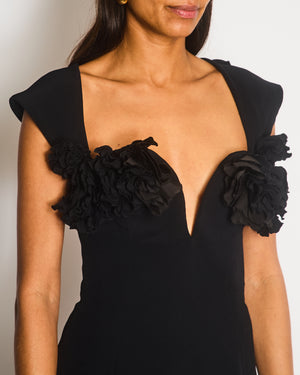 Oscar De La Renta Black Maxi Dress with Floral Detail Size IT 38 (UK 6)