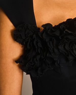 Oscar De La Renta Black Maxi Dress with Floral Detail Size IT 38 (UK 6)