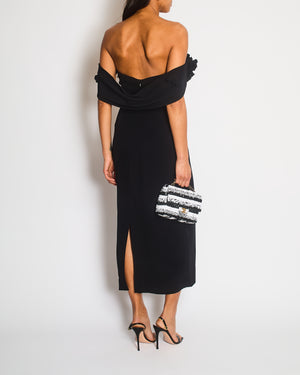 Oscar De La Renta Black Maxi Dress with Floral Detail Size IT 38 (UK 6)