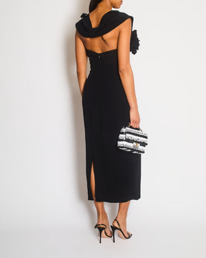 Oscar De La Renta Black Maxi Dress with Floral Detail Size IT 38 (UK 6)