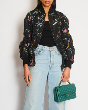 Christian Dior Black Embroidered Bomber Jacket Detail Size FR S-38 (UK 10)