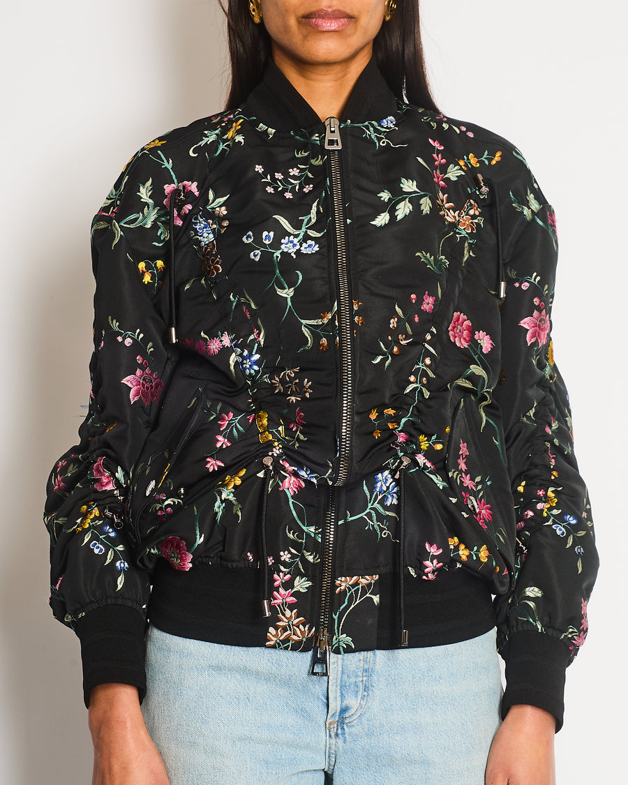 Christian Dior Black Embroidered Bomber Jacket Detail Size FR S-38 (UK 10)