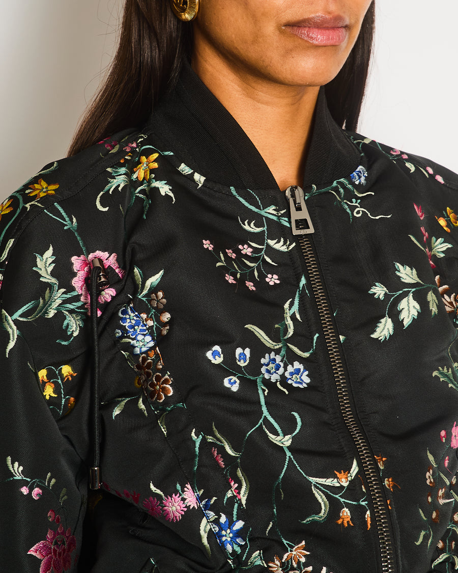 Christian Dior Black Embroidered Bomber Jacket Detail Size FR S-38 (UK 10)