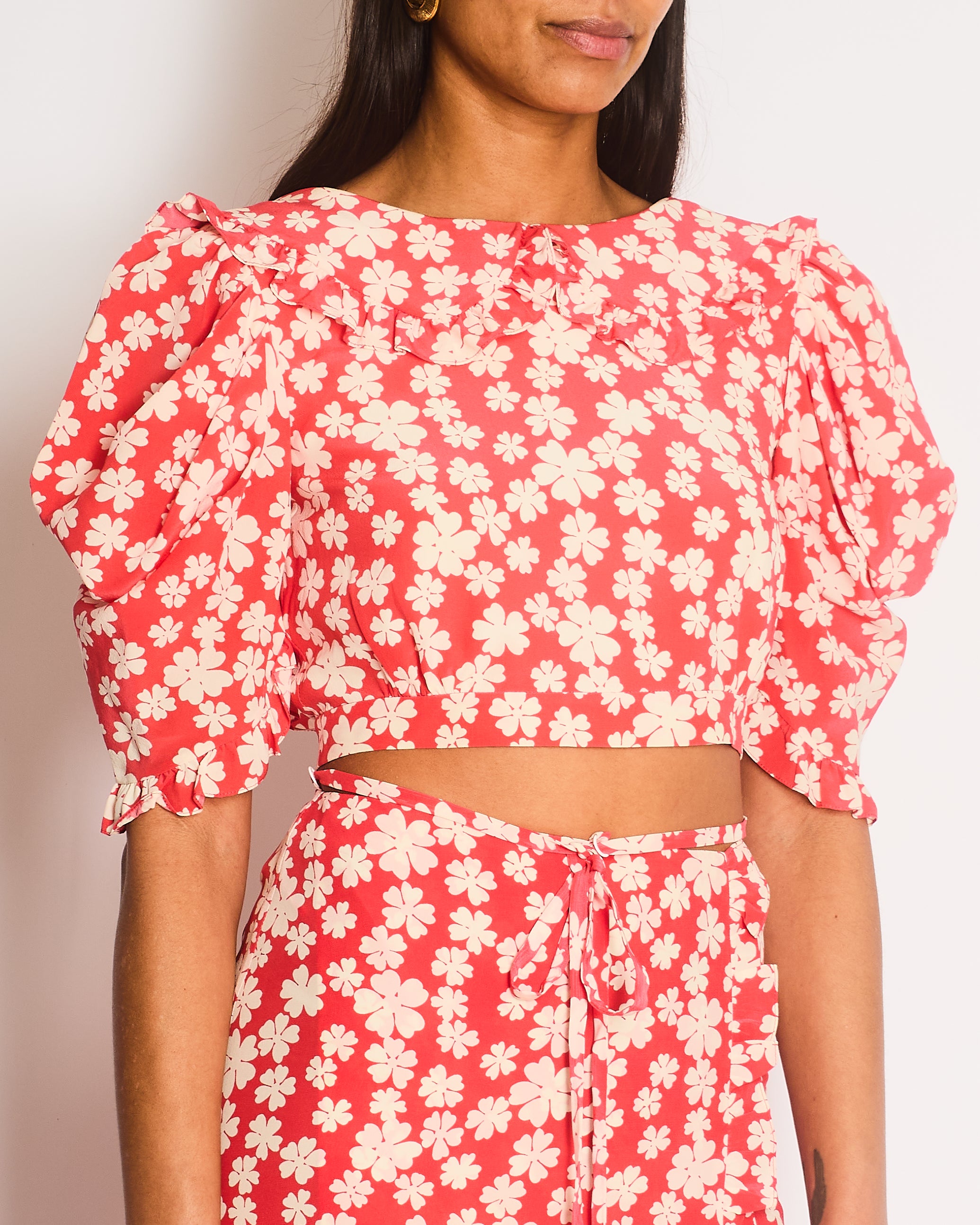 Miu Miu Red Floral Logo Skirt and Top Set Size IT 38 (UK 6) – Sellier