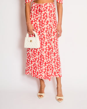 Miu Miu Red Floral Logo Skirt and Top Set Size IT 38 (UK 6)