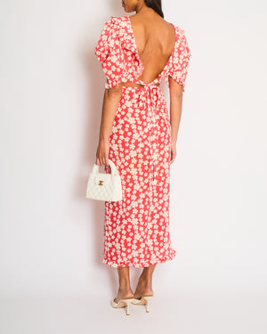 Miu Miu Red and White Floral Logo Maxi Skirt and Top Set with Small Logo Details Size IT 38 (UK 6)