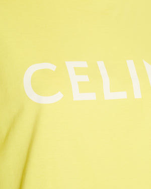 Celine Yellow Cropped Logo T-Shirt Size M (UK 8/10)