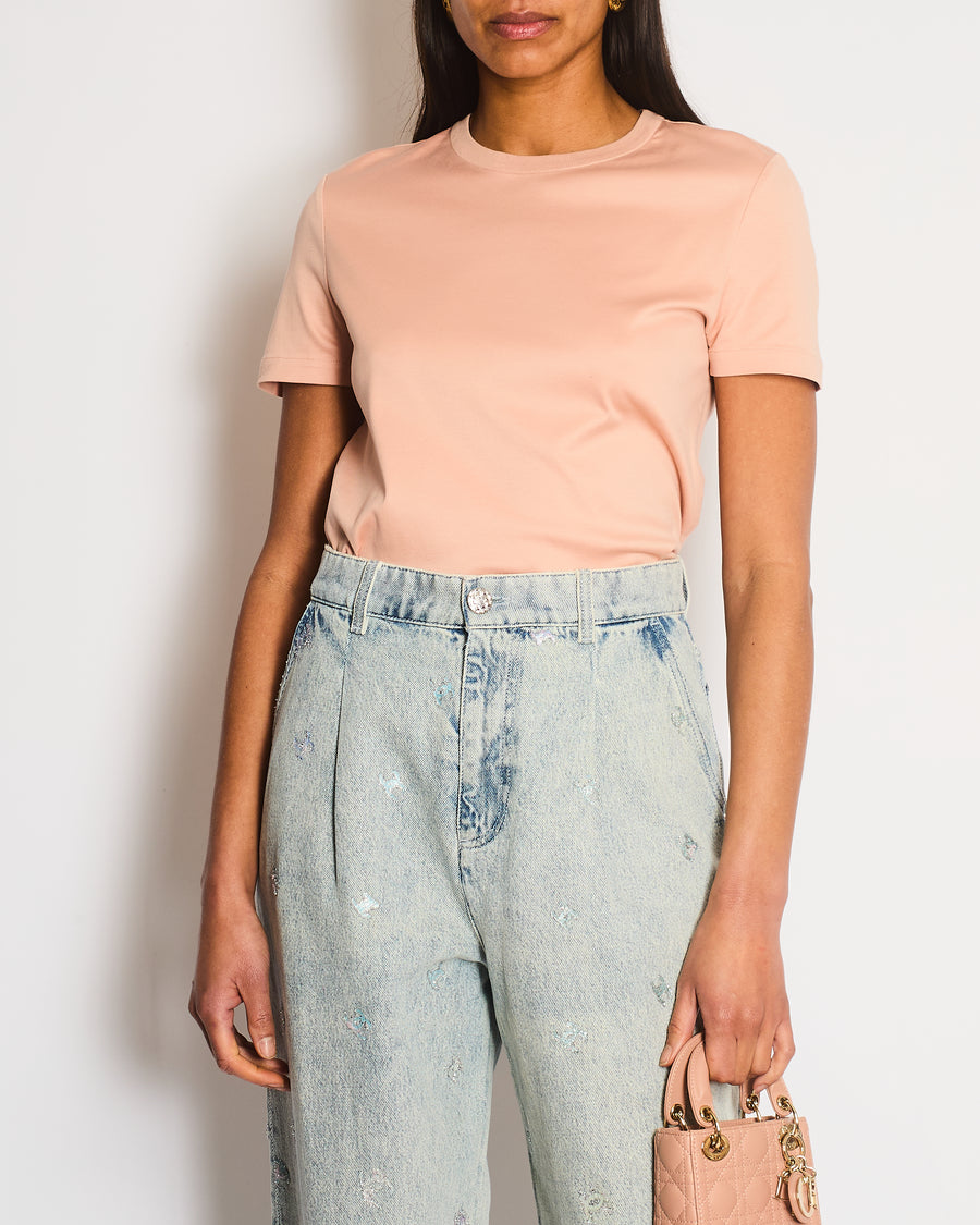 Loro Piana Blush Pink Short Sleeve Logo T-Shirt Size IT 42 (UK 10)