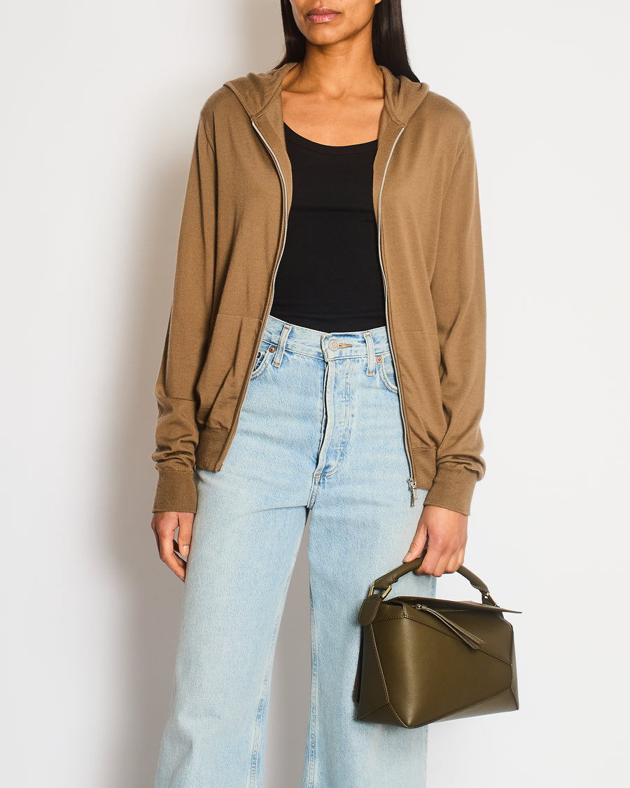 Loro Piana Brown Wool Tracksuit Hoody Top Size S (UK 6/8)